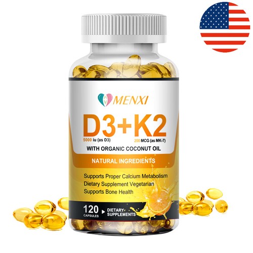 Vitamin K2 (MK7) with D3 120 capsule 5000IU , BioPerine Capsules, Immune Health - Picture 1 of 12