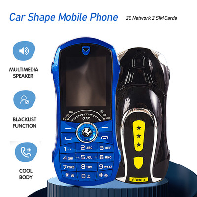 Push Button Car Shape Mobile Phone 1.8inch Mini Student Dual Sim 0.3MP CellPhone