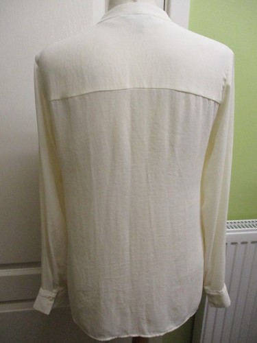 WOMENS BLOUSE IVORY CHIFFON LONG SLEEVES LACE TRIM H&M EUR 38 10-12 - Picture 3 of 5