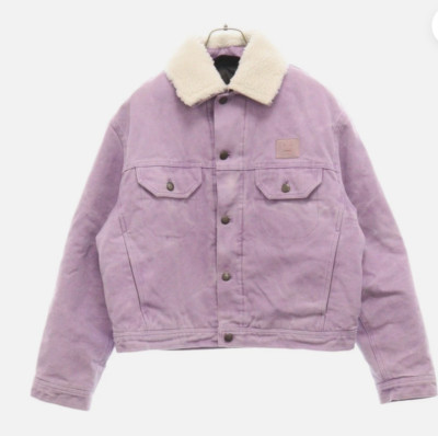 Acne Studios Back Face Logo Canvas Collar Boa Jacket Purple