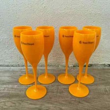 Veuve Clicquot Orange Champagne Flutes Set 6 Acrylic French Glasses 1206254