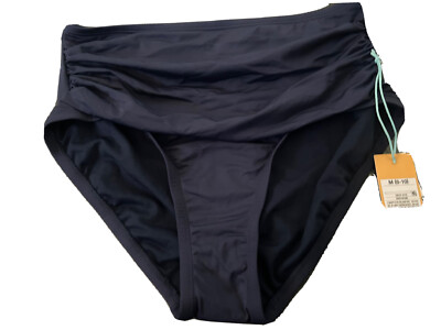 Kona Sol Women's Front Drape High Waisted Bottoms blue Bikini Size Medium 8-10
