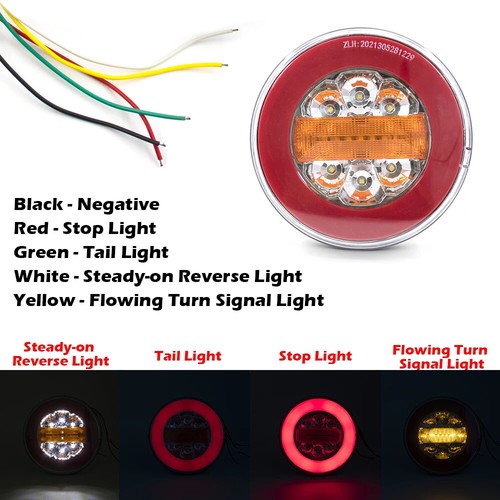 2x 5.5'' Round LED Tail Light Stop Turn Signal Rear Brake Lamp DRL Truck Trailer - Picture 3 of 22