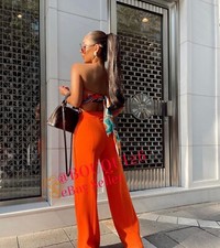 ZARA NEW WOMAN SS23 ORANGE HIGH WAIST LOOSE TROUSERS REF: 4043/066