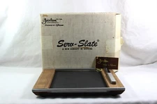 Vintage Jaxton Serv-Slate Wood and Slate Cheese Board with Knife