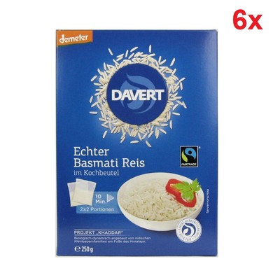 Davert Echter Basmati Reis im Kochbeutel demeter bio 6 x 250 g