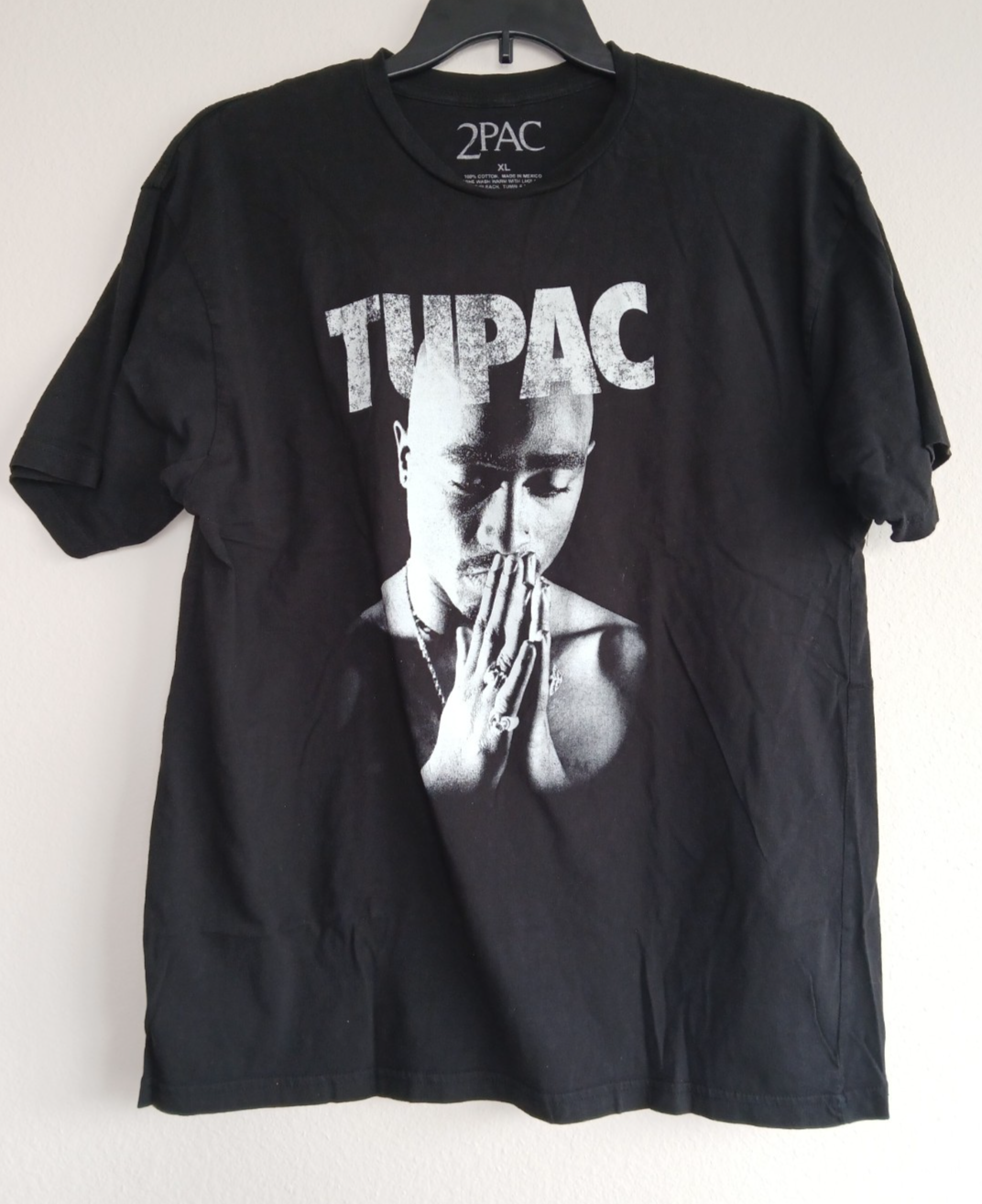 FILA T shirt 2Pac uomo taglia XL nera Tupac preghiera rapper rap hip hop grafica