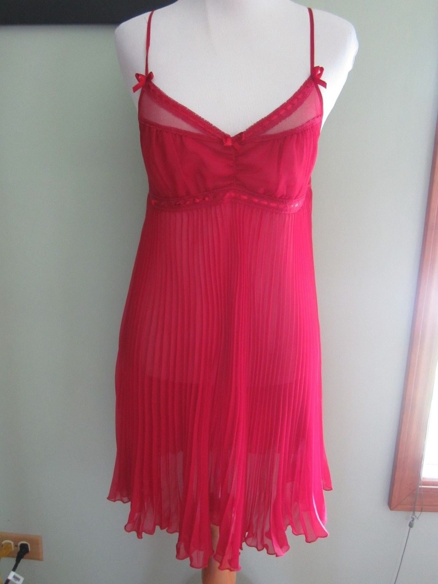 Intimissimi Sheer Lace Red Night Gown Chemise Babydoll Size S