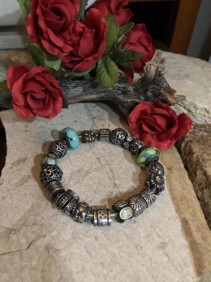 PANDORA Sterling 925 Mom, Medic symbol, Crown 16 Charms 2 stopper Bracelet 6 3/4 - Image 3 of 4