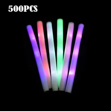 30-500Pcs LED Light Up Foam Stick Glow Sticks Rally Baton Flashing Party Wedding