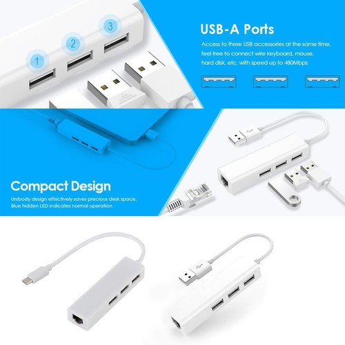 USB Type C to Ethernet RJ45 Network LAN Adapter Converter Y Hub For PC J7G3 - Picture 3 of 12