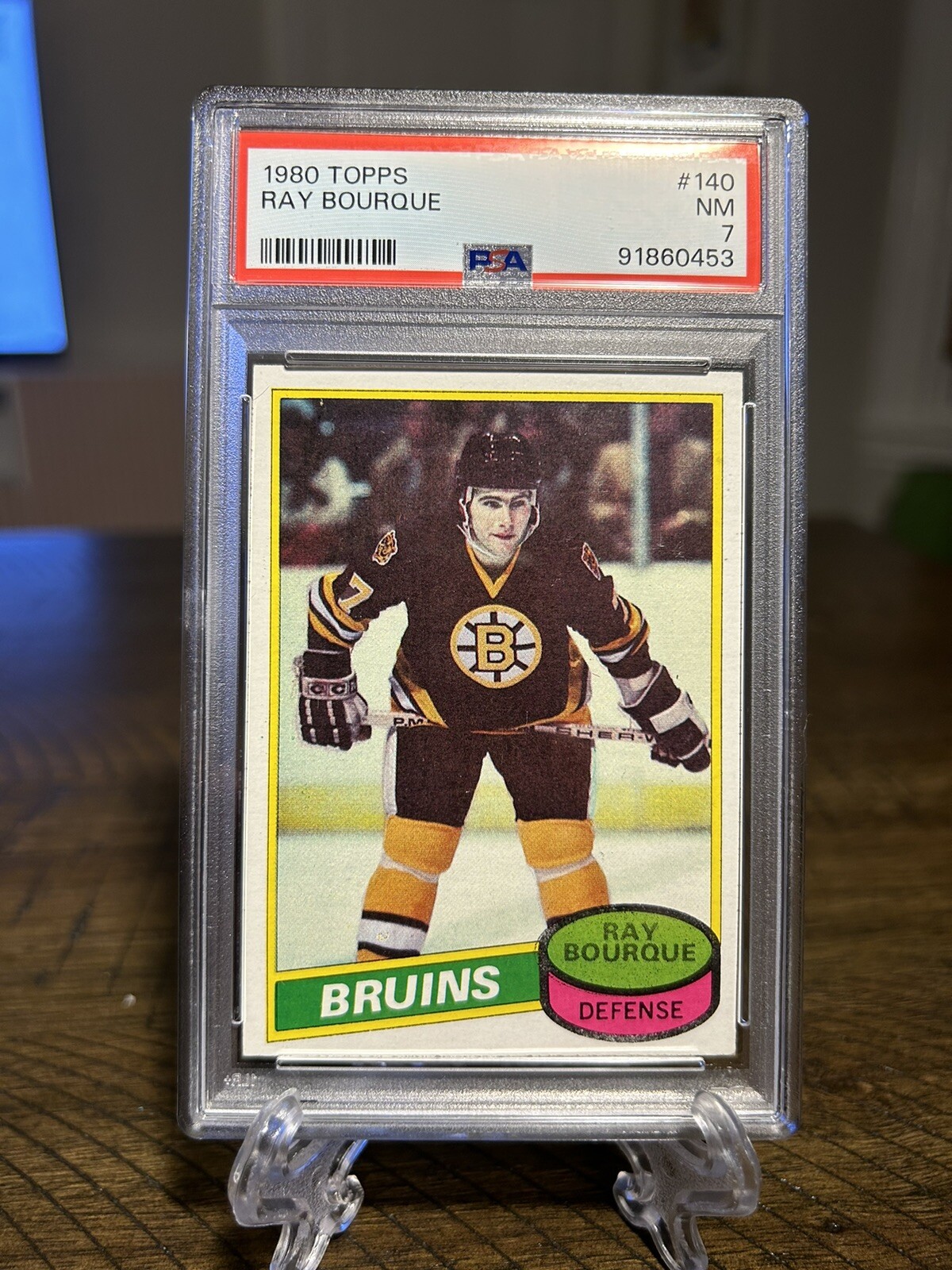 1980 TOPPS #140 RAY BOURQUE RC BRUINS HOF PSA 7 NM