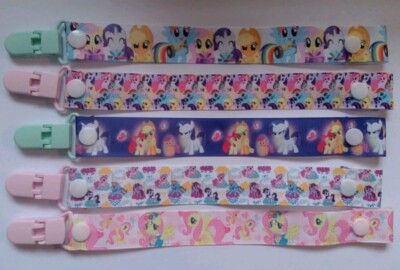 Schnullerclips Set Konvolut 5 kleine Pony Handarbeit