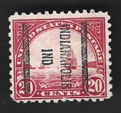 Sc#567 20 Golden Gate perf.11 precancel - INDIANAPOLIS IND. down