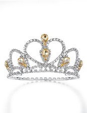 Lovelyshop Pet Series Yellow Gem Rhinestone Dog/Cat Tiara Medium, yellow