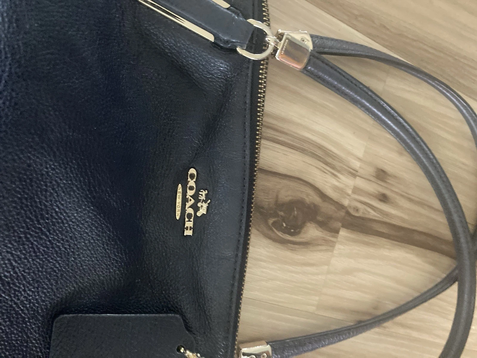Borsa Coach Kelsey pelle ciottolata blu navy borsa a tracolla F34463 hardware oro