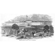 Cuartel de Turquía en Kutahya donde Kossuth fue encarcelado - impresión antigua 1851