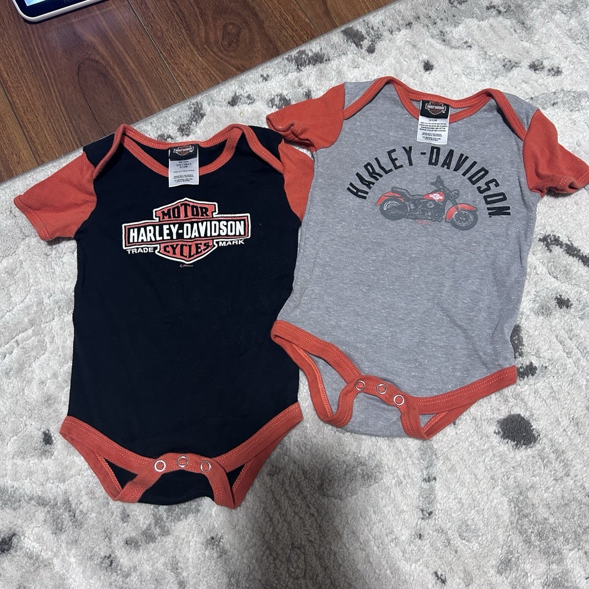 Harley Davidson Logo Baby Infant One Piece Cotton Outfits Size