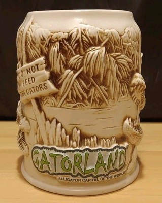 Vintage Gatorland 3D Ceramic Mug Alligator Capital Of The World Orlando Florida