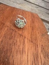 925 Sterling Silver and Natural Emeralds Ring Size M 1/2
