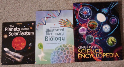 Usborne 3-Book Bundle Biology Dictionary, Planets Minibook, Science Encyclopedia