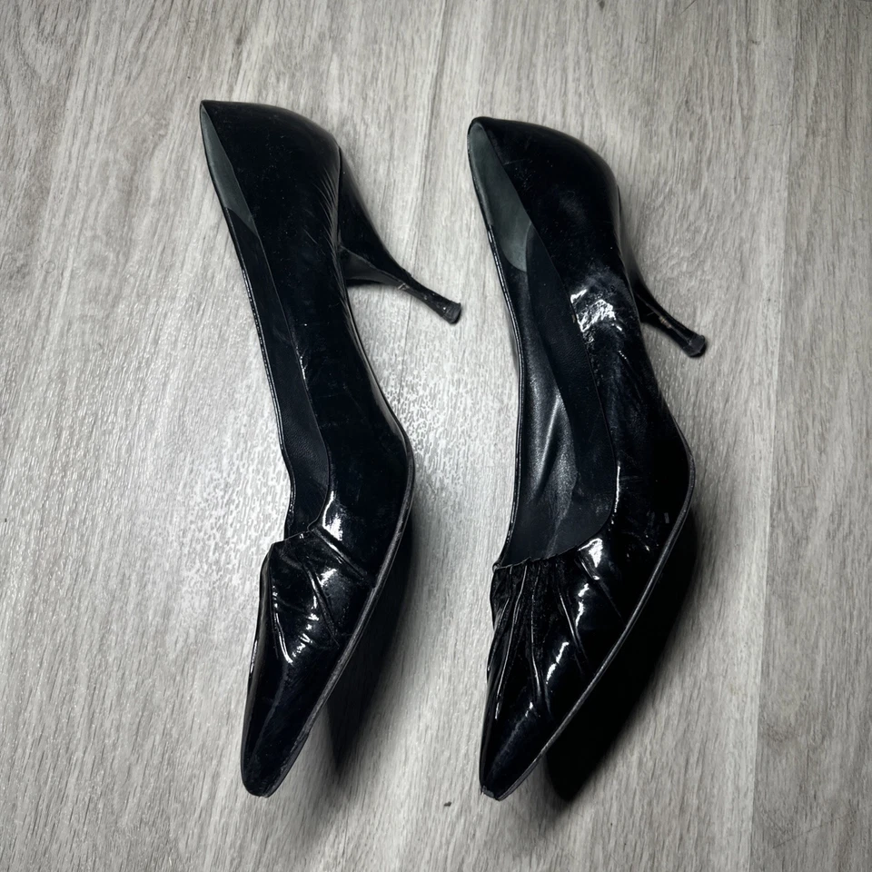 Zapatos de salón vintage Prada charol negro punta puntiaguda EURO 38,5 Foto 3 de 4