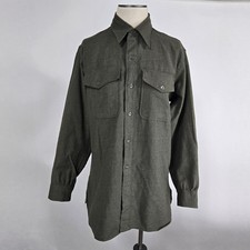 Vintage Military Issue Wool Field Shirt Button Up Olive Drab Sz M Stamp .