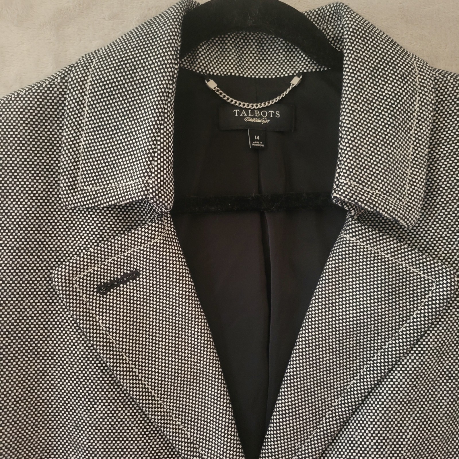 Talbots Single Button Micro Checked Jacket Womens… - image 2