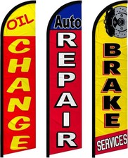 Oil Change Auto Repair Brake Services Full Curve Windless Swooper Flag Pack Of 3