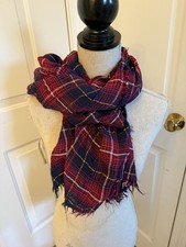 PLAID PERFECTION Red And Navy Plaid Square Scarf