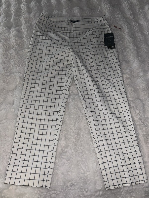 White Checkered Women’s Dress Pants Size 12 NWT