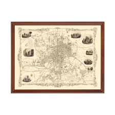 Old Map of Leeds 1851 - Vintage United Kingdom Art Wall Deco