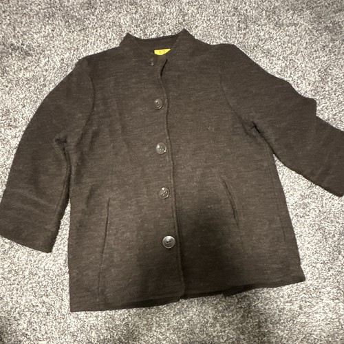 Ruby Rd. Women’s Petite PM Brown Solid Short Front Jacket w/ Pockets 100% wool