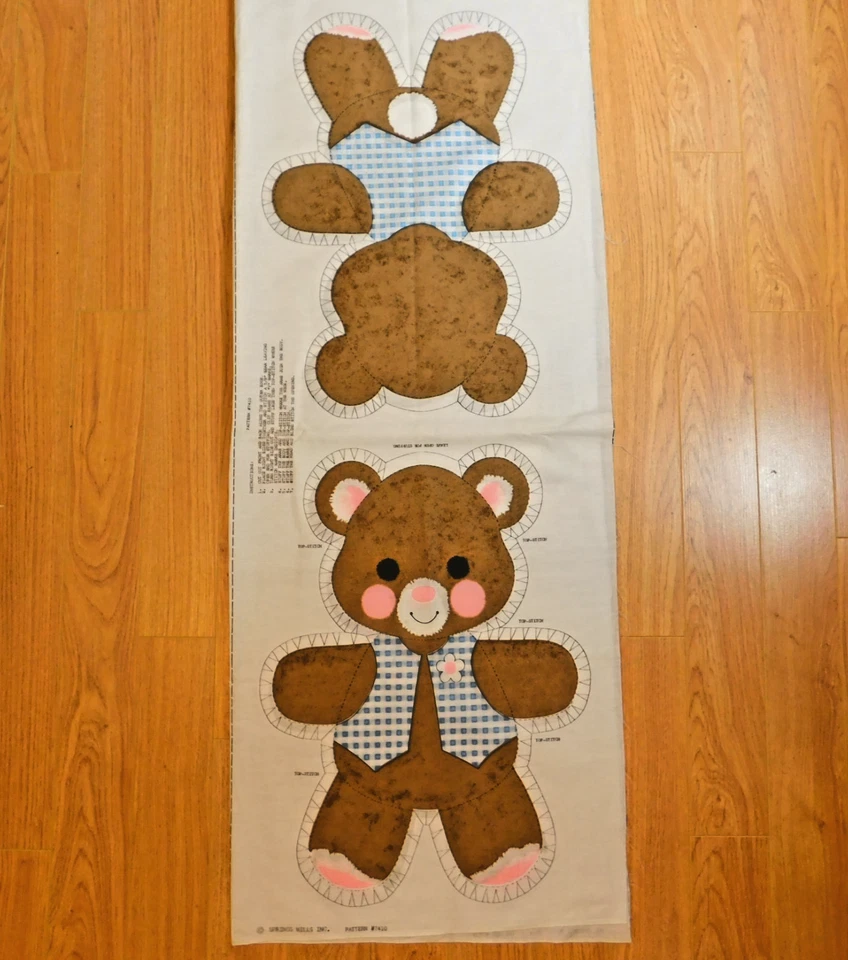 Oso de peluche Spring Mills tela corte y costura panel vintage 7410 material costura Nuevo de Lote Antiguo Foto 2 de 4