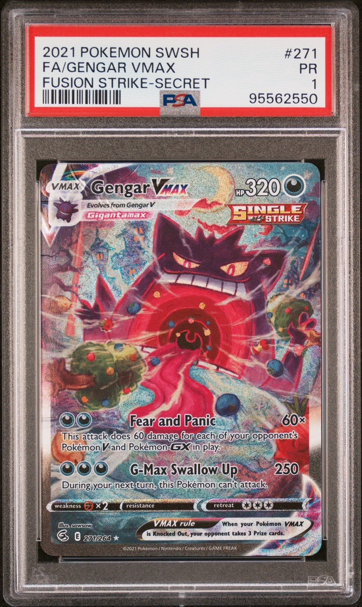 Pokémon Fusion Strike Gengar VMAX 271/264 Secret Rare PSA 1 (POP