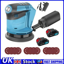 18V Cordless Random Orbital Sander 125mm 2x Battery 12 Sanding Discs UK