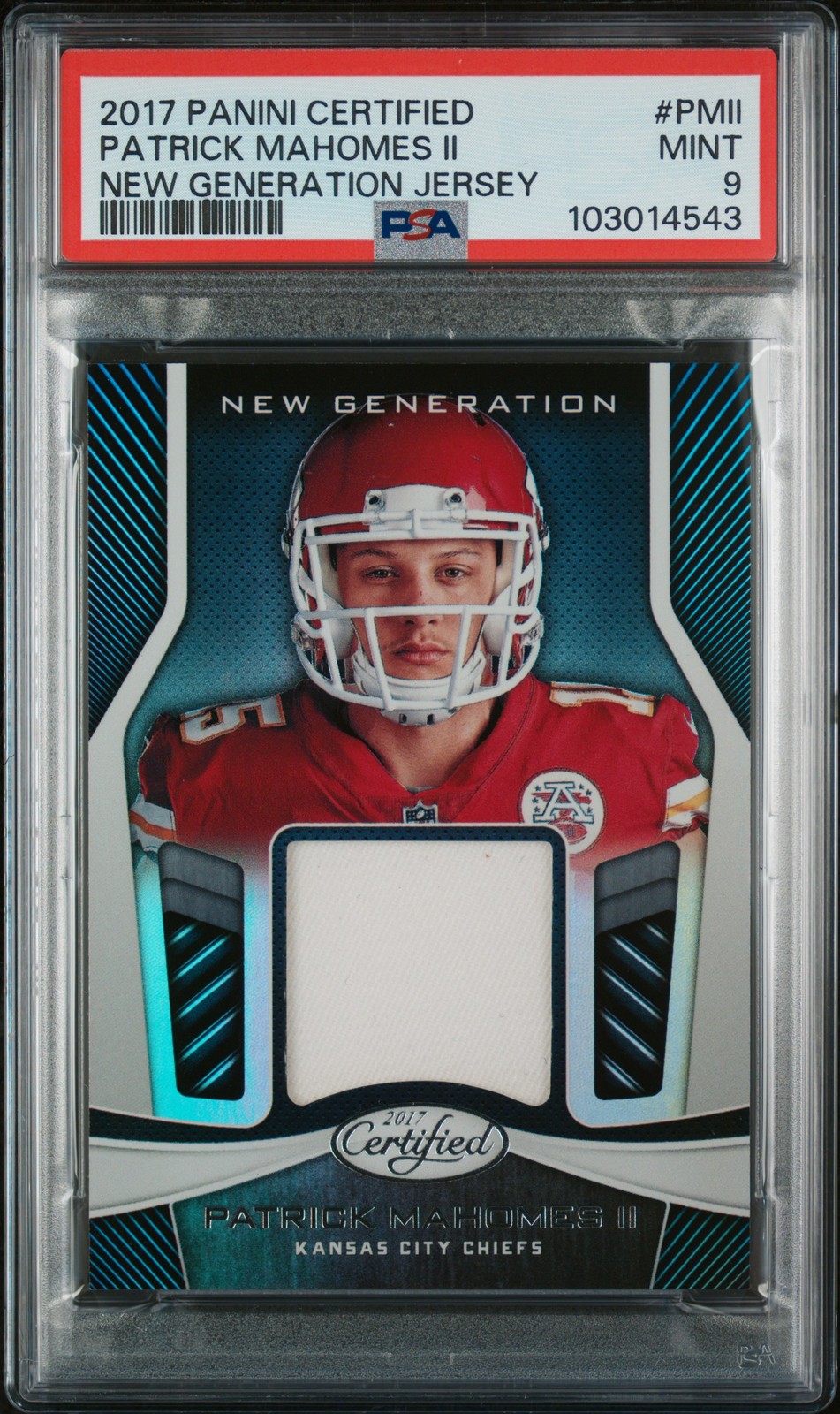 2017 PANINI CERTIFIED NEW GENERATION JERSEY #PMII PATRICK MAHOMES II PSA 9