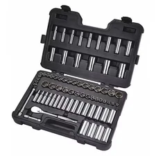 Westward 53Pn33 3/8" Drive Socket Set Sae, Metric 73 Pieces 1/4 In To 1 In, 6