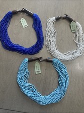 3 Glass Beaded Necklaces With Wood Hook Clasp Made In India