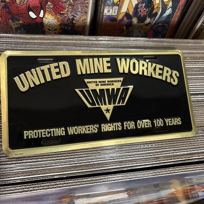 United Mine Workers Of America UMWA Gold Black License Plate Fast Shipping