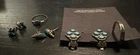 Lot of Vintage Native American Sterling Silver Turquoise Rings Earrings Size 3.5
