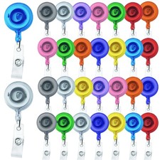 30 Pack Frosted Retractable Badge Reels with 24" Cord, ID Badge Holders Clips...
