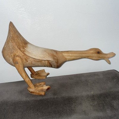 Vintage große Holz Handarbeit Volkskunst Regal Ente Figur 40x24x16cm