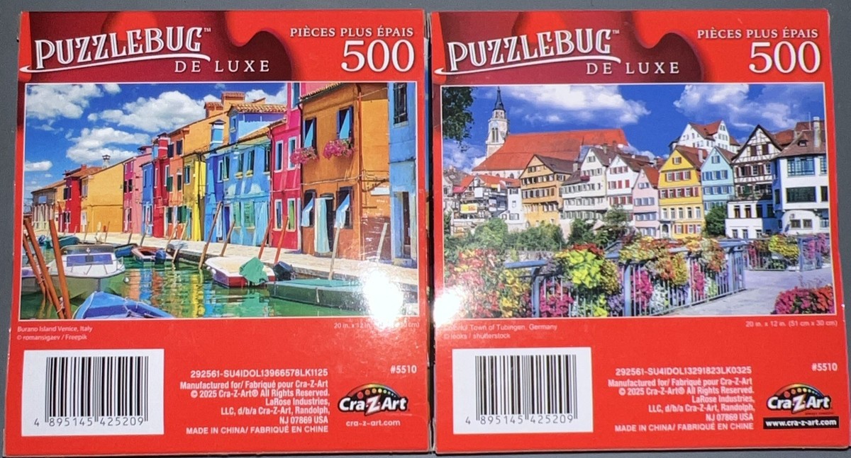 2 X Puzzlebug Cra-Z-Art 500 Piece ~VENICE, ITALY & TOWN in GERMANY