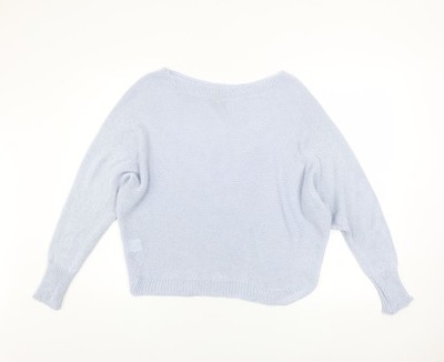Nina Murati leichter Pullover Pulli Damen blau offen S