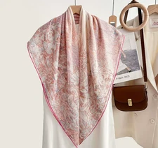 100% Mulberry Silk Scarf Neckerchief numerous flowers Print Women Square 43'' 