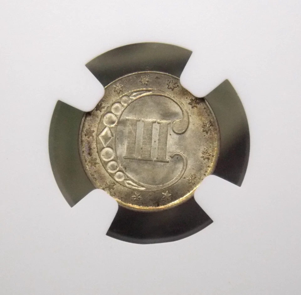 1851 Three Cent SILVER Piece **OBSOLETE** 3CS NGC MS65 Gem BU Unc ECC&C, Inc. - Image 2 of 4