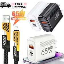 65W Fast Charging USB Type C US Wall Charger for Samsung iPhone Android Phone