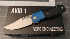 Vero Engineering Avid 1 Liner Lock Knife 3.25" SW S45VN Drop Pt Black/Blue G-10