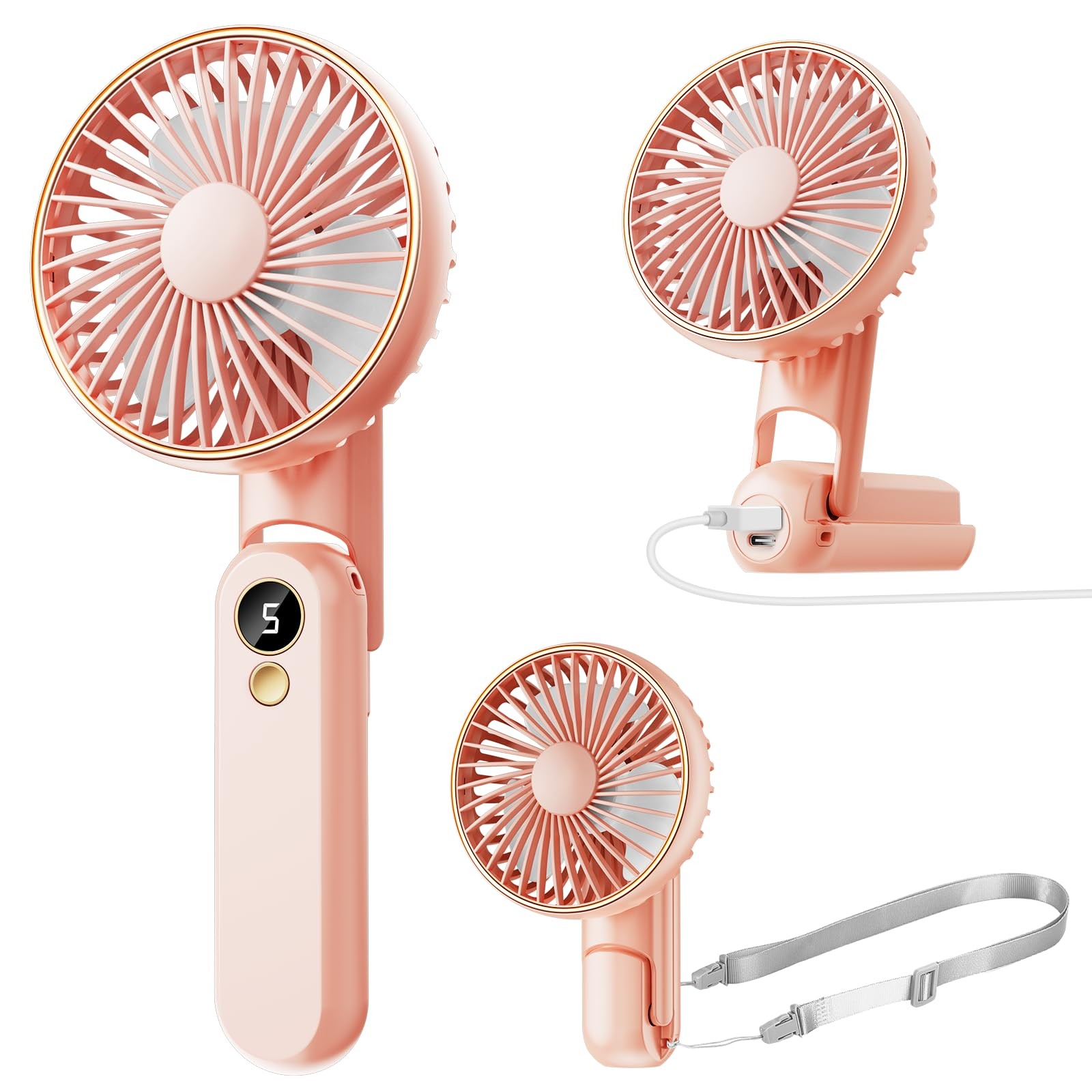 Portable Handheld Fan, [Up to 15 Working Hours],180° Foldable Personal Fan, U...